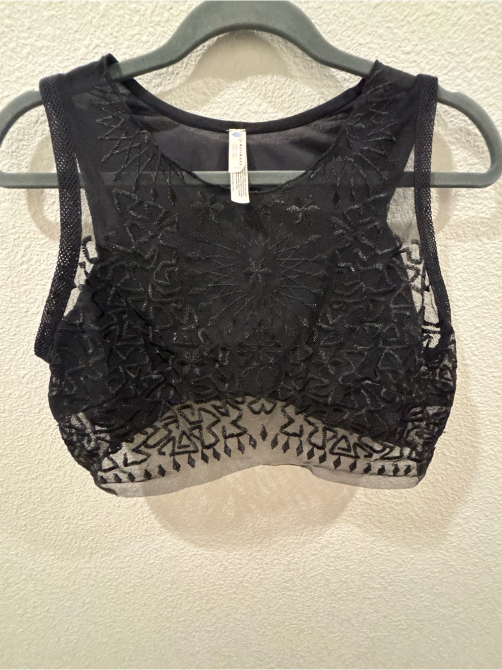 FP Movement by Free People Black Embroidered High-Neck Bralette